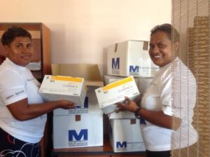 Tima and Sereima with the medical supplies - thank you!